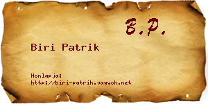 Biri Patrik névjegykártya